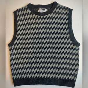 Rrrrruss Rrrr Russ Knit Wool Nylon Vest Grey Women Pullover Vintage Crew Neck L